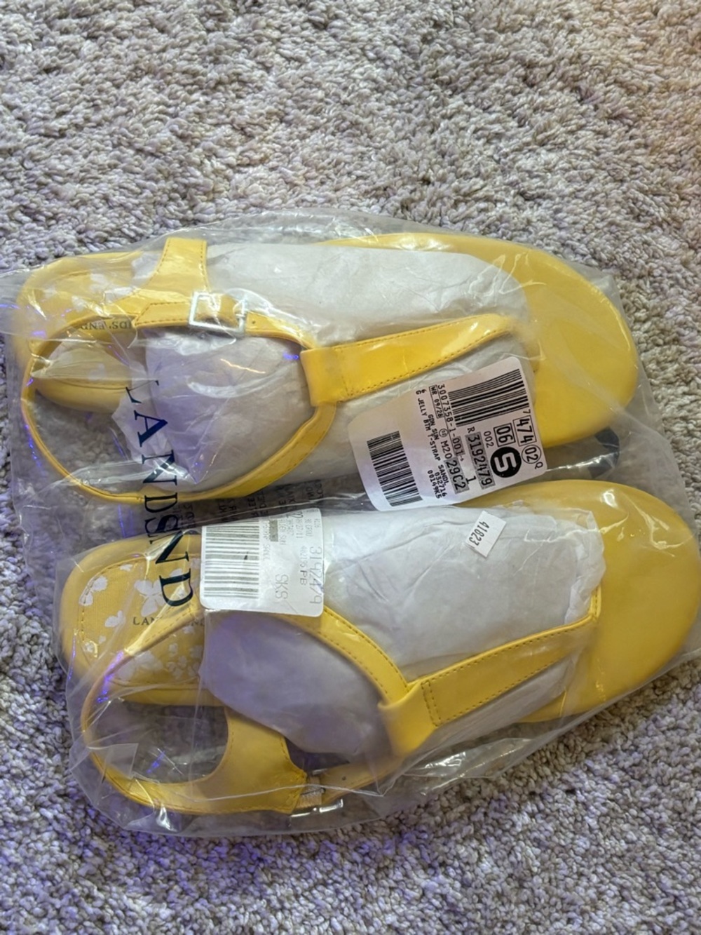 Lands' End Girls' Bright Yellow T-Strap Sandals - Picture 4 of 4